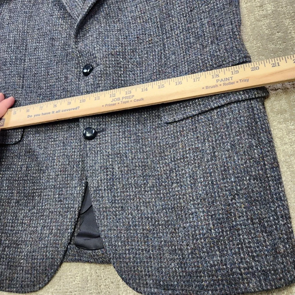 Vintage Harris Tweed Blazer Men 40 Leather Button Sport Coat Handwoven Wool USA